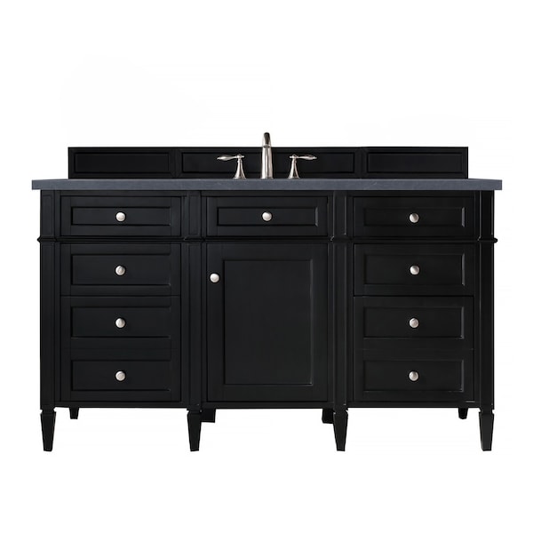 James Martin Vanities Brittany 60in Single Vanity, Black Onyx, w/ 3 CM Charcoal Soapstone Quartz Top 650-V60S-BKO-3CSP - main